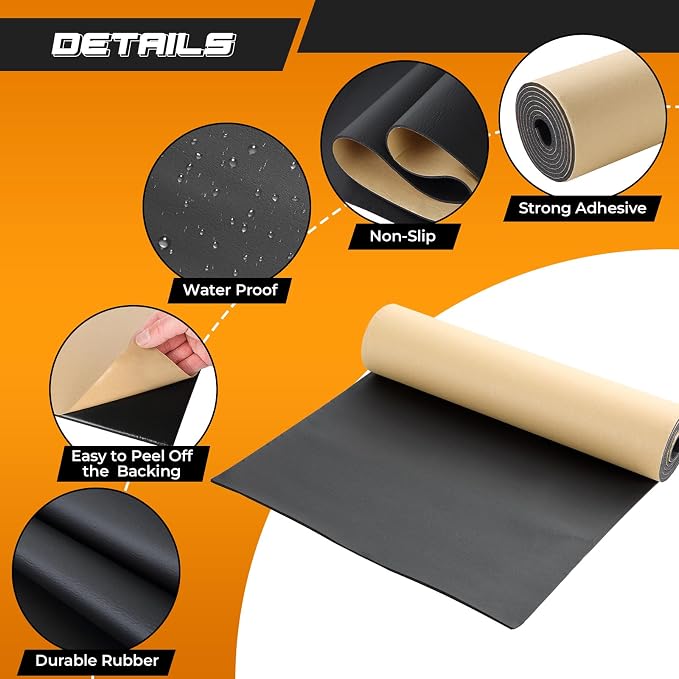 NATGAI Sponge Neoprene with Adhesive Foam Rubber Sheet 1/8” Thick X 12” Wide X - Image 3