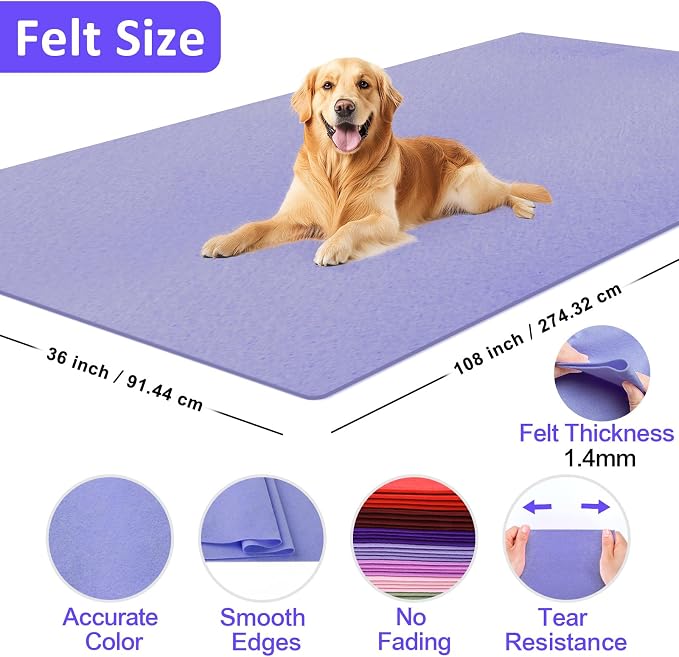 XSEINO Lavender Large Felt Fabric 108" X 36 ", 1.4 mm Thick Soft Felt Fabric - Image 2