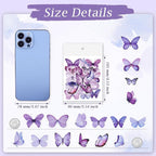 Imeepa 40Pcs Purple Butterfly Stickers Transparent Scrapbooking Stickers | PET - Image 2