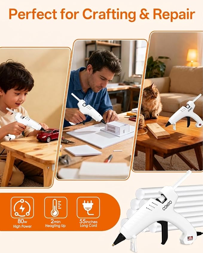Full Size Hot Glue Gun with 10 Glue Sticks | 80W High-Power Fast Heating - Image 5