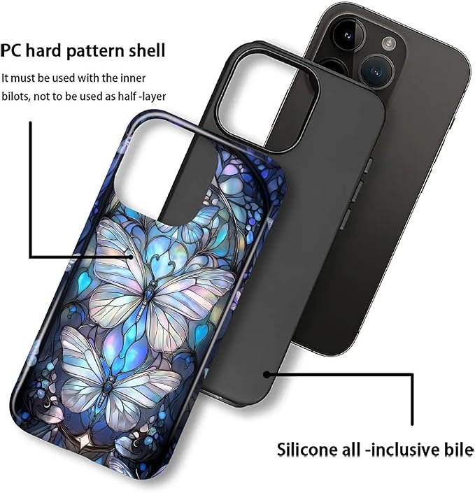 ZHEGAILIAN Case for iPhone 16 Pro Max, Stained Glass Butterfly Aesthetic - Image 2