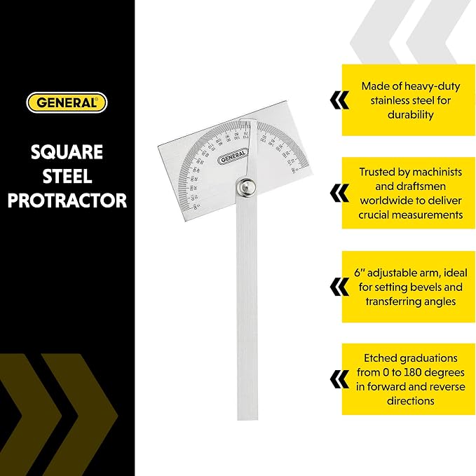 General Tools Angle Protractor #17 Stainless Steel Square Head - Image 2