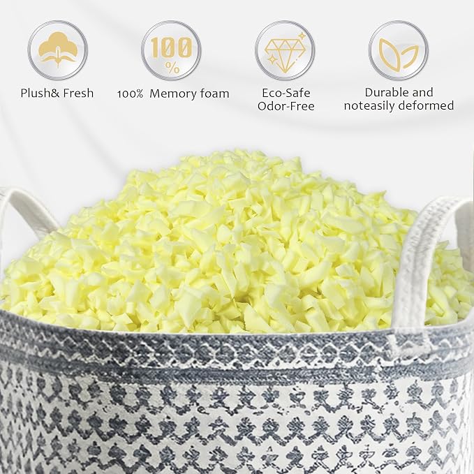 Jecqbor Bean Bag Filler: High-Density Ergonomic 20lbs Shredded Memory Foam - Image 2