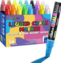 Window Chalk Markers for Cars Glass Washable, 16 Colors Jumbo Liquid Chalk by Celepen