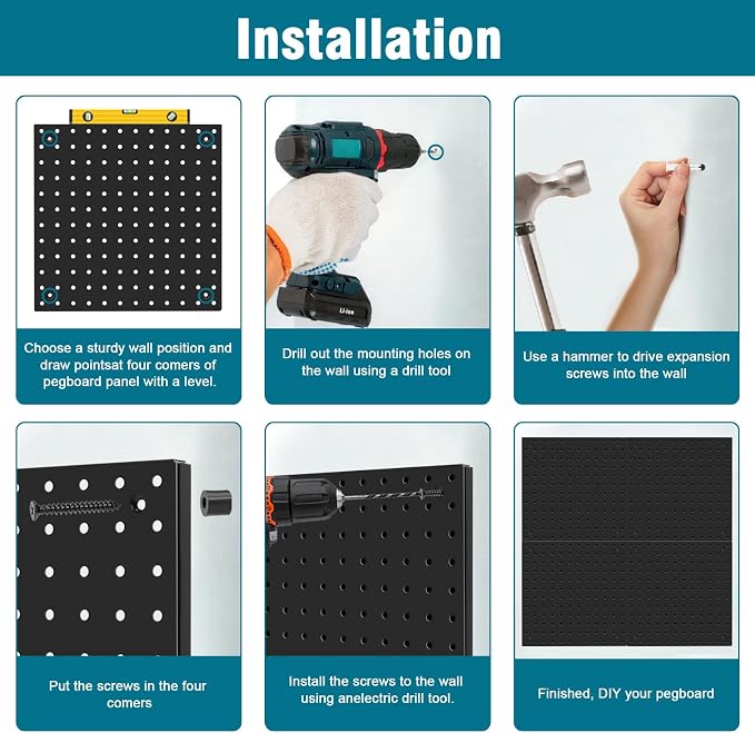 Peg Board Kit, Includes Pegboard and Accessories, - Image 8