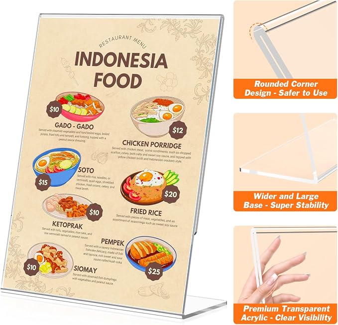 3 Pack Acrylic Sign Holder 8.5x11 Inches, L-Shape Flyer Holder Stand | Clear - Image 4