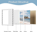 12x12 Picture Frame with Mat for 10x10, Wavy Edge Wooden Real Glass Photo Frame - Image 5