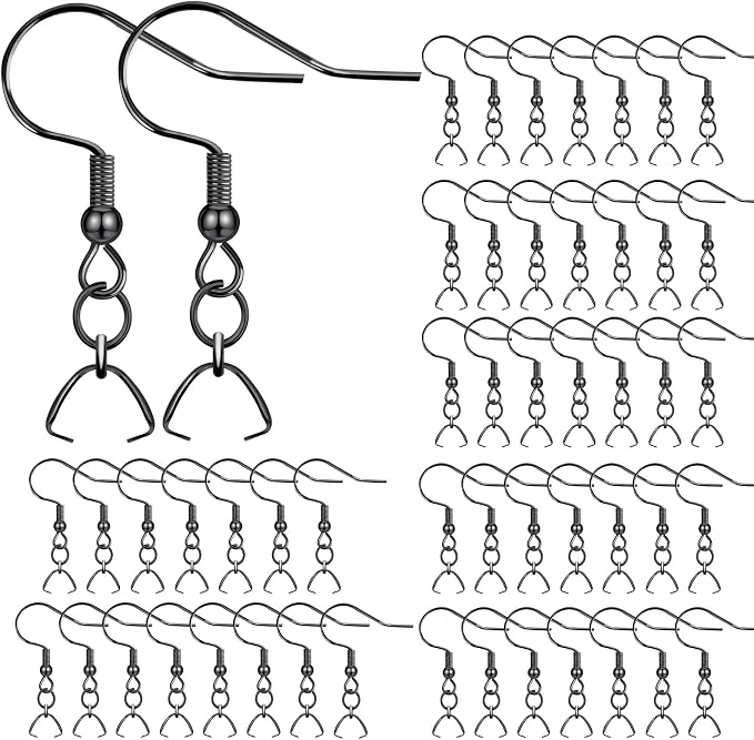 Earring Hooks 50PCS/25Pairs, Stainless Steel Ear Wires Fish Hooks, by MENKEY