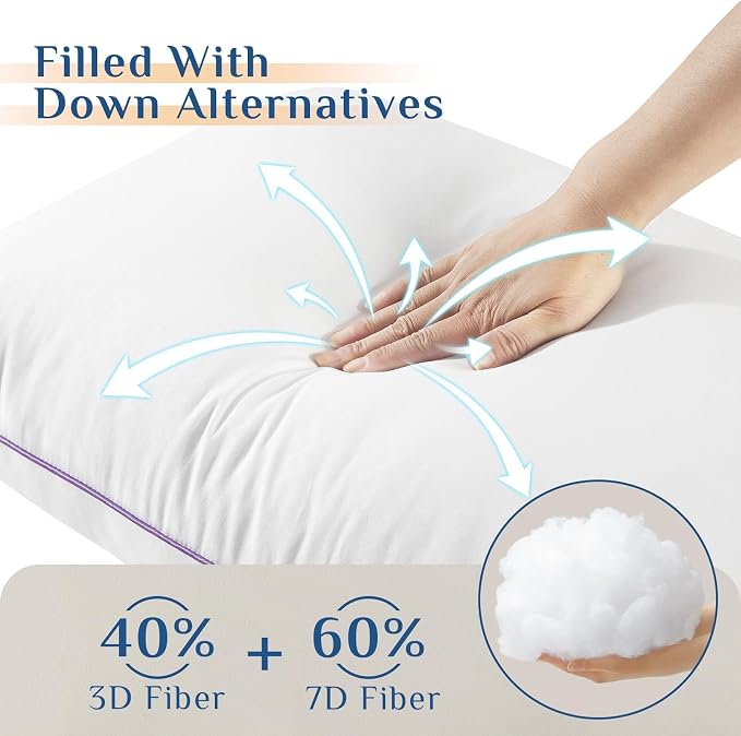 JOLLYVOGUE Pillows King Size Set of 1, Washable Supportive Single Bed Pillow - Image 3