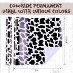 Tintnut Cowhide Permanent Vinyl Black White Adhesive Vinyl Roll 12in x 5ft | - Image 2