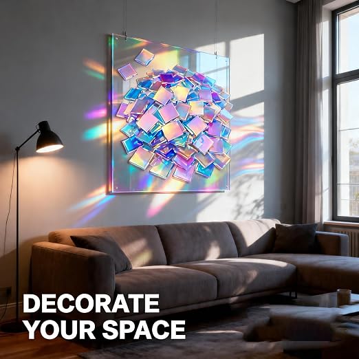 Iridescent Acrylic Squares, Rainbow Acrylic Sheets, Mosaic Art, Resin Jewelry - Image 2