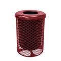 COATEDOUTDOORFURNITURE RFT-BUR Heavy Duty 32 Gallon Round Trash Receptacle, Liner Included, Burgundy with Black Flat Top, Made in America