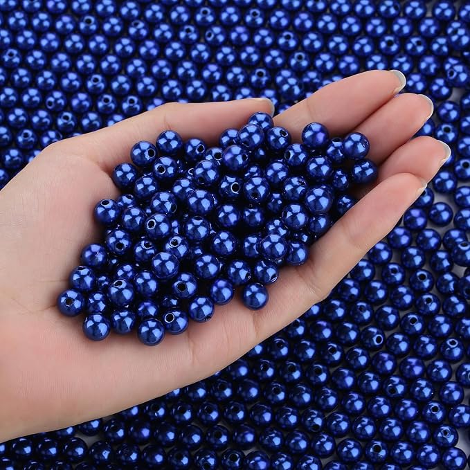 DUQGUHO Blue Beads for Bracelets Pearls for Jewelry Making 8mm Blue Pearl for by DUQGUHO