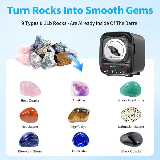Ultra Quiet Rock Tumbler Kit for Adults – 3LB Professional Rock Polisher - Image 4