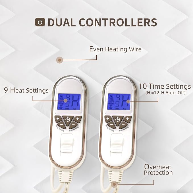 Bwarm Premium Multi-Zone Electric Heated Mattress Pad King Size, Dual - Image 4