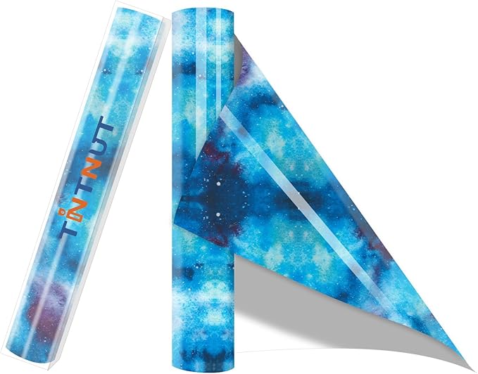 Tintnut Sky Blue Galaxy Glow in the Dark HTV Vinyl, stretch washable, suitable by Tintnut