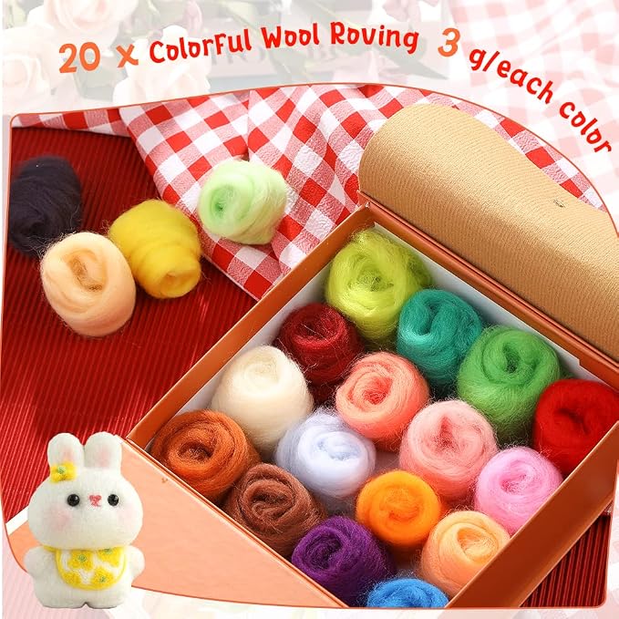 Mayboos Needle Felting Kit, Wool Roving 20 Colors Set | Wool Felting Tool - Image 3