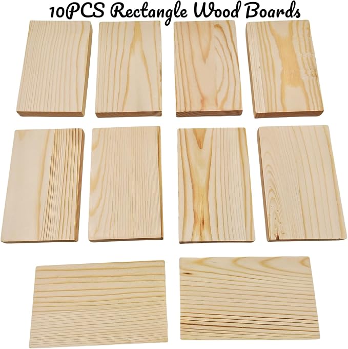 10PCS Rectangle Wood Boards Unfinished Wood Blocks - Image 2