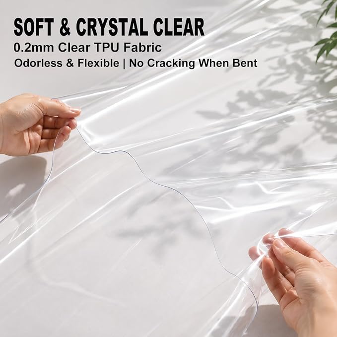 SHISU Clear TPU Vinyl Fabric 8 Mil, Large Waterproof Sheet | Wide transparent - Image 2