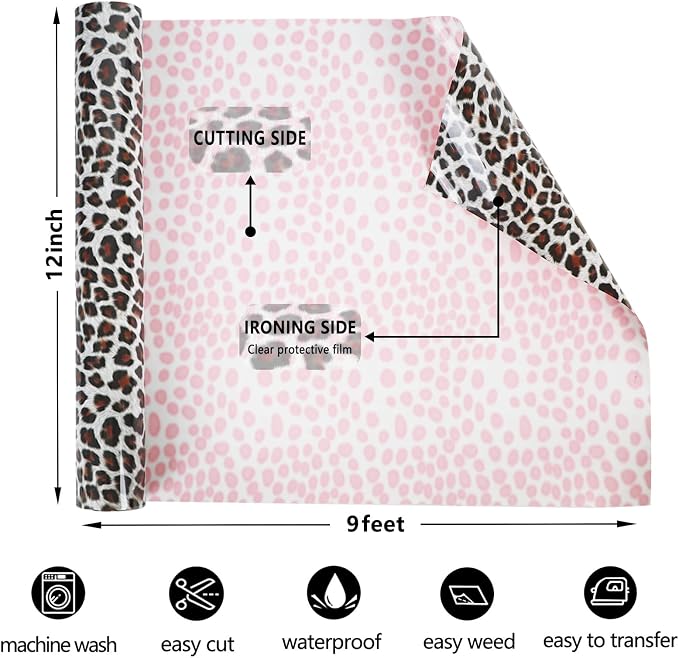 FUNKAKA Leopard Print Heat Transfer Vinyl HTV Rolls - Image 3