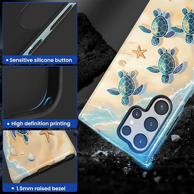 for Samsung Galaxy S23 Ultra Case, Sea Turtle Beach Pattern Glossy 2 in 1 - Image 3