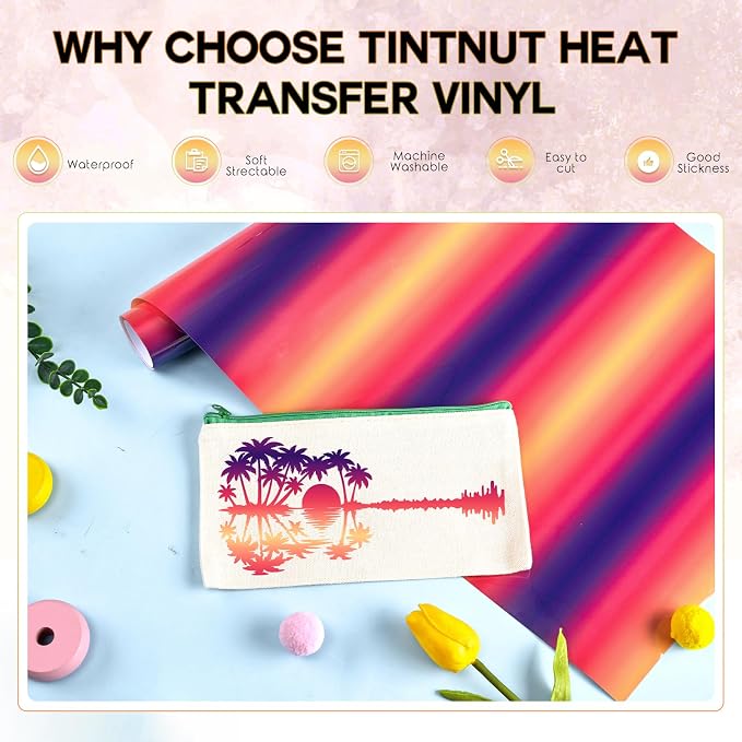 Tintnut Orange Purple Gradient Heat Transfer Vinyl Roll, easy cut & weed - Image 3