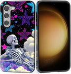 for Samsung Galaxy S23 Case, Skull Star Collage Pattern Glossy 2 in 1 by Teonvpu
