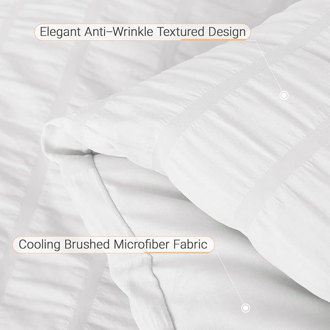 MUXHOMO 7 Pieces California King Comforter Set, Seersucker Bed in a Bag Cal - Image 5