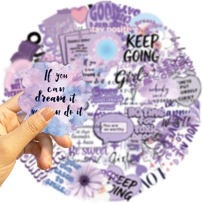 Purple Motivational English Phrases50Pcs Stickers - Image 2