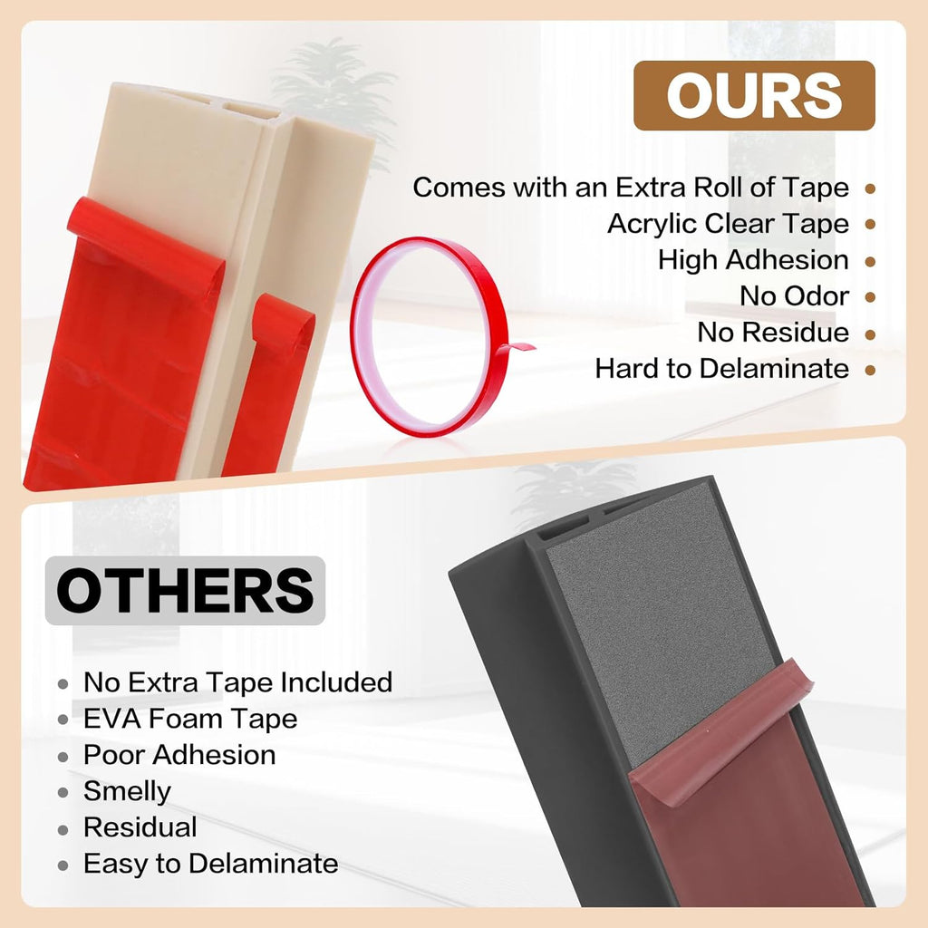 Floor Transition Strip Vinyl Door Threshold Ramp Self Adhesive Carpet Edging Strip Doorway Edge Trim, Overlap Edge Reducer for Laminate Carpet, Floor, Tile (Light Yellow Grain, 1/5" to 2/5", 10Ft)