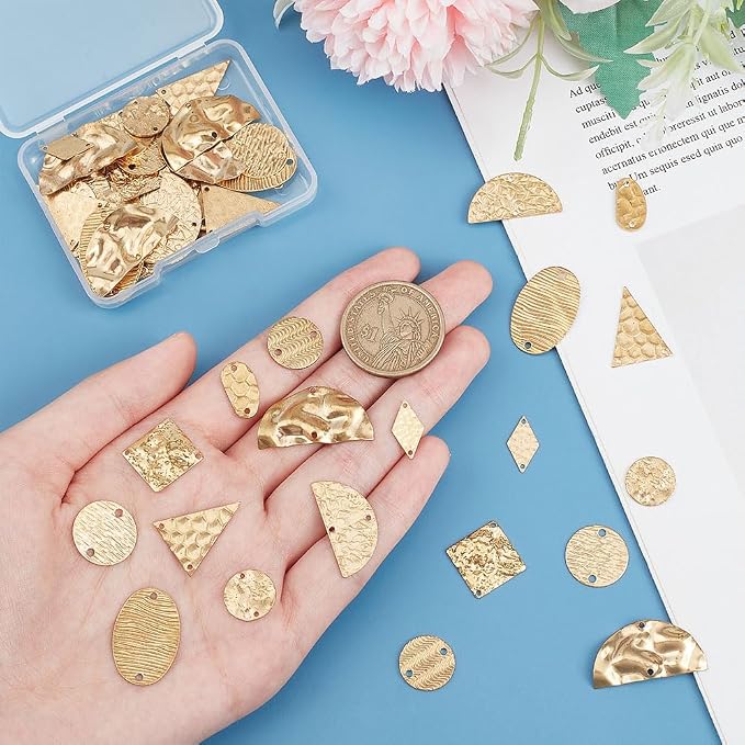 BENECREAT 60Pcs 10 Styles Geometric Flat Connector Link Charms, Hole: 1.2~1.8mm - Image 3