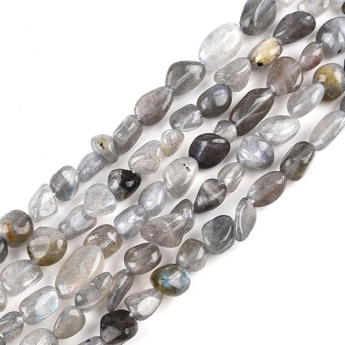 HAAMIIQII Natural Gray Labradorite Pebble Stone 5-8mm Small Irregular Freeform - Image 2