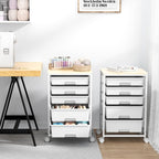 SYKIARIOL Utility Cart with 5 Drawers, Storage Drawer Cart with Wooden Tabletop - Image 9