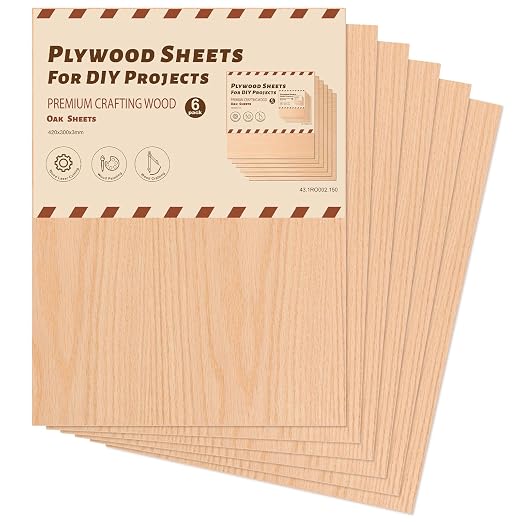 Rowood 6 Pack Oak Plywood Sheets 1/8, 3mm Thin Unfinished Craft Wood - Image 8