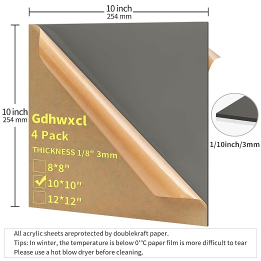 1/8 Thick 10 x 10 inch Acrylic Sheets - Image 2