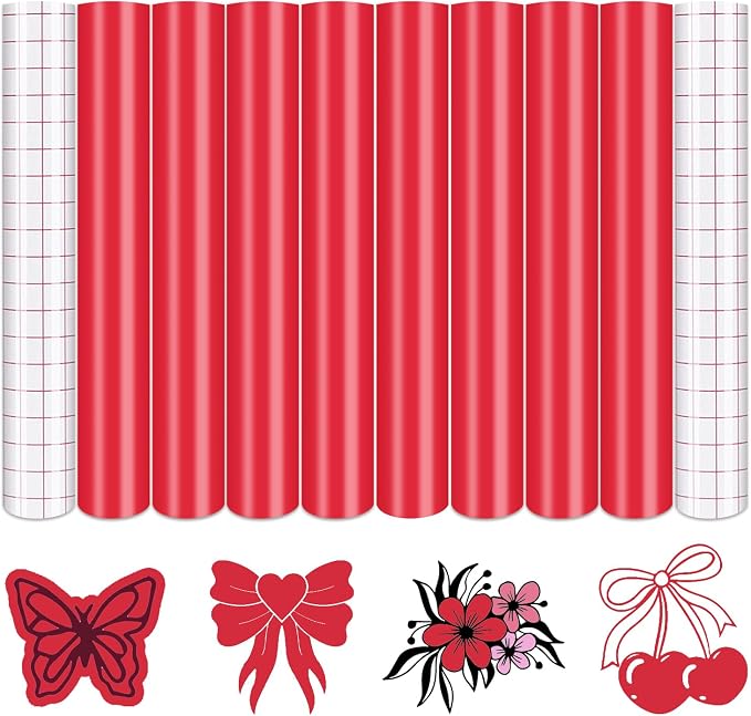 Tintnut Red Permanent Vinyl 8 Sheets 12''x10'' Solid Color Adhesive Vinyl | by Tintnut