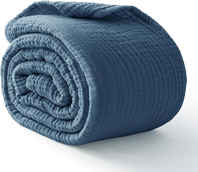 100% Cotton Muslin Blanket 50" x 60", Breathable and Lightweight Cotton Throw by Kozyhvn