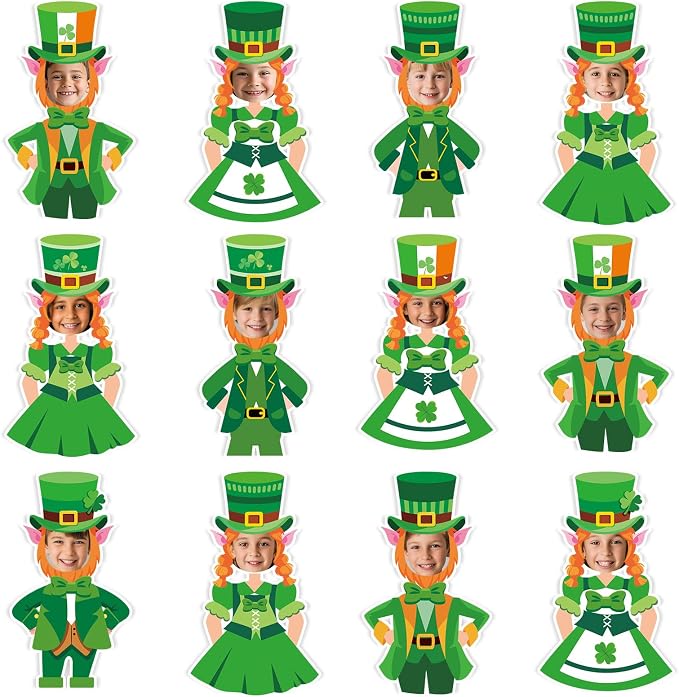 OBUSATT 60 Pcs St. Patrick's Day Leprechaun Hats Theme Cutouts Hat and Beard by OBUSATT
