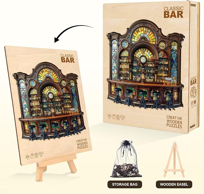 Classic Bar Puzzles Adults Gifts Wooden 200 Pieces 11.4 * 11.4in - Image 5