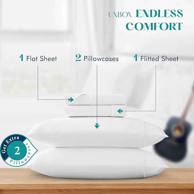 XOOX Linen 100% Egyptian Cotton Queen Sheet Set - Image 3