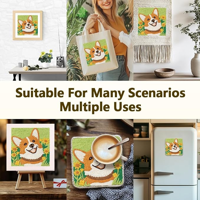 Doodlream Cute Corgi Dog DIY Punch Needle Embroidery Kit - Image 5