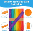 WISYOK 180 Pcs 6' Colored Jumbo Wooden Craft Sticks - Image 2