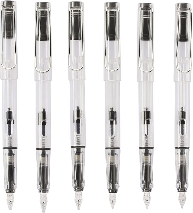 Lanxivi Yongsheng Calligraphy Fountain Pen Set Transparent Clear, 6 Assorted - Image 7