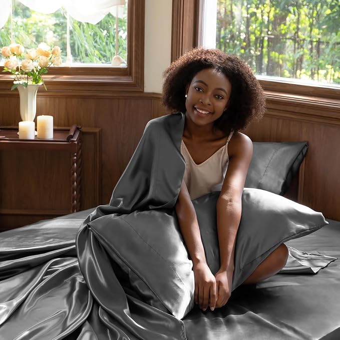CozyLux Satin Sheets Queen Size Bed Set - Image 5