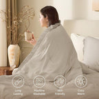 Andency Oatmeal Comforter Set Full Size, 3 Pieces Boho Tassel Lightweight - Image 4