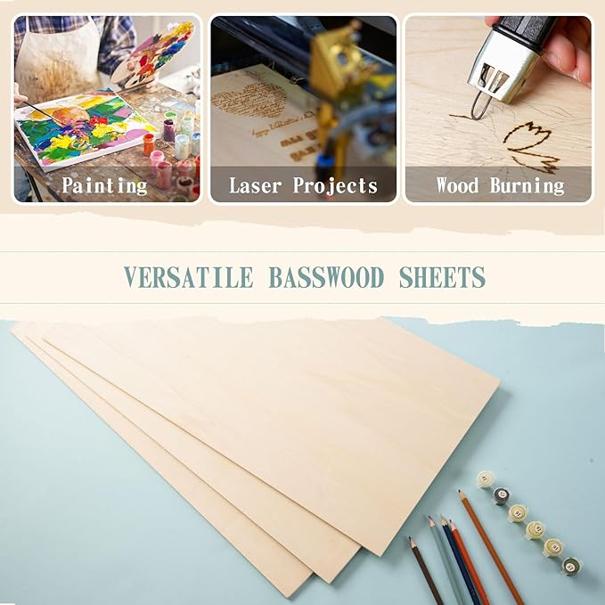 12 Pack 12 x 24 x 1/4 Inch-6mm Thick Basswood Sheets - Image 6