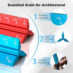Rena Chris 2PCS Architectural Scale Ruler: 12" Imperial Aluminum Alloy Metal - Image 2