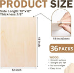 36 Pack Basswood Sheets for Crafts, Wood Burning, Architectural Models - Image 2