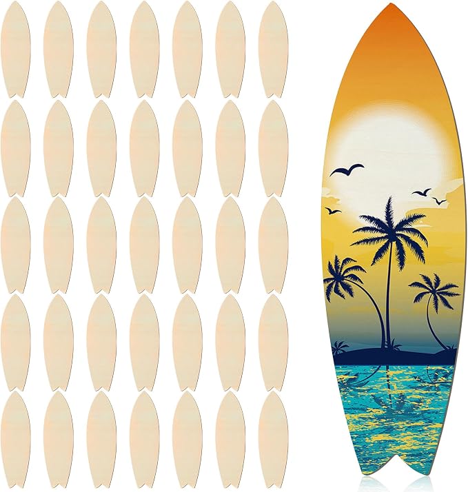 36 Pcs 12 Inch Unfinished Wood Surfboard Cutout by Anglechic