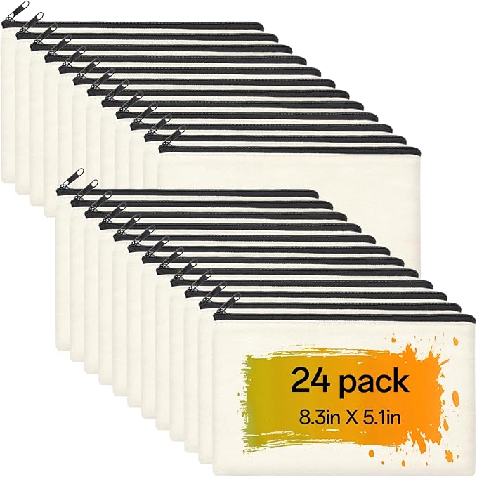 ZeeDix Canvas Zipper Pouch Bulk – 8.3 x 5 Inches Cotton Canvas Pouches by ZeeDix